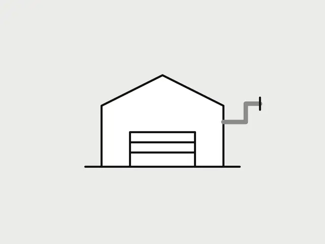 Placeholder line icon of a warehouse with a pipe run